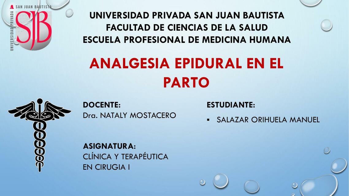 ANALGESIA EPIDURAL EN EL PARTO 1