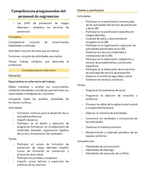 Competencias enfermería salud ocupacional