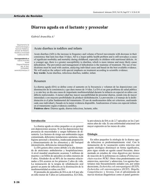 Diarrea aguda en el lactante y preescolar