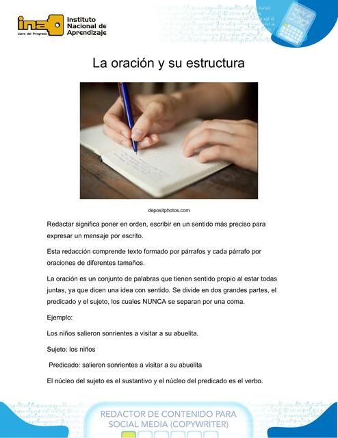 RECURSO 06 PDF La oración y su estructura | Jennyfher | uDocz