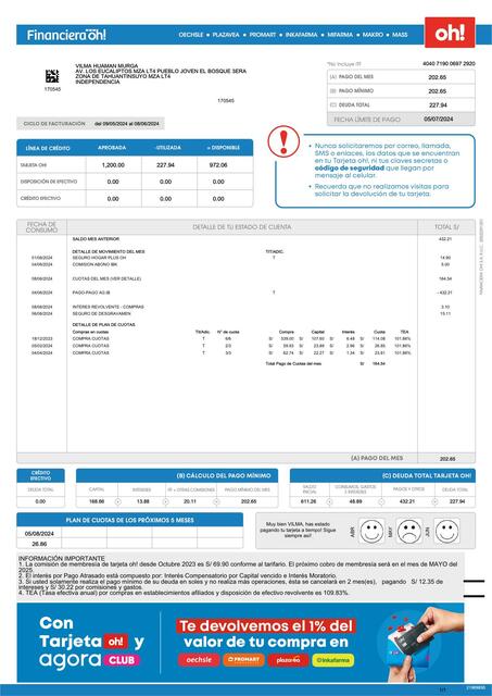 Financiera Oh! - Tarjeta Oh! y Agora Club