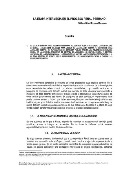 5 01la etapa intermedia en el proceso penal peruan | Rosmery | uDocz