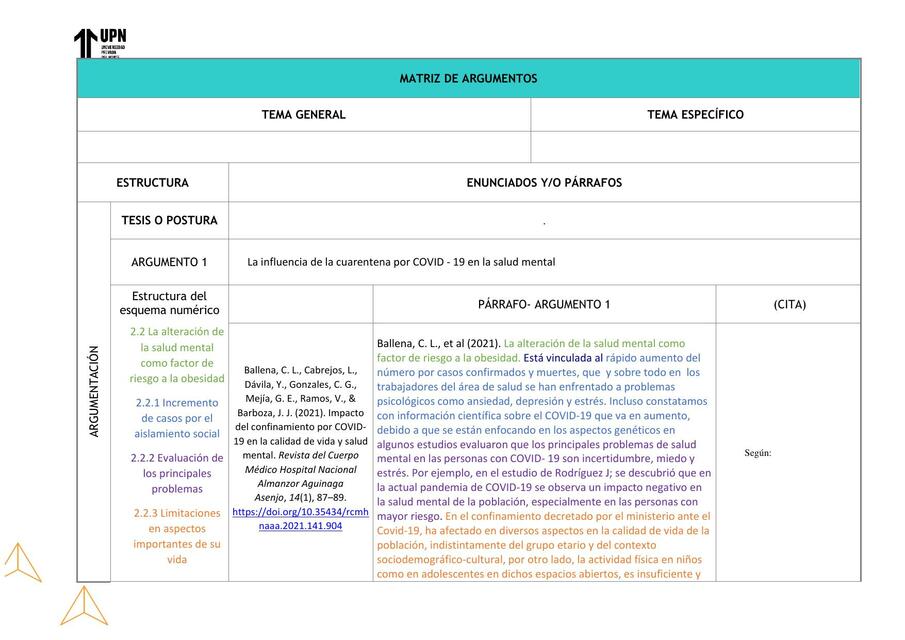 MATRIZ DE ARGUMENTOS 2 Diana Herrera