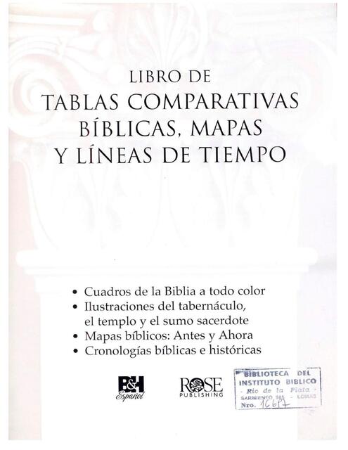 Libro de tablas comparativas bíblicas mapas y líne