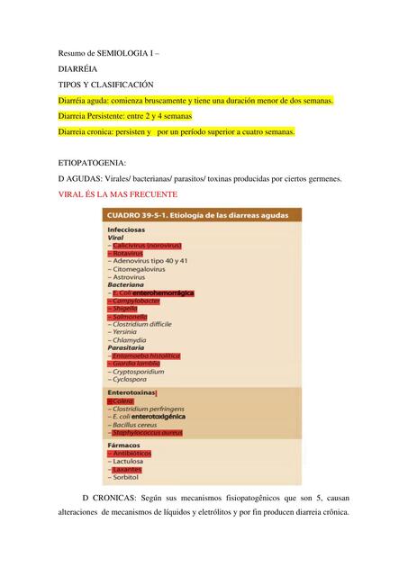 2 Resumo de SEMIOLOGIA I diarreia