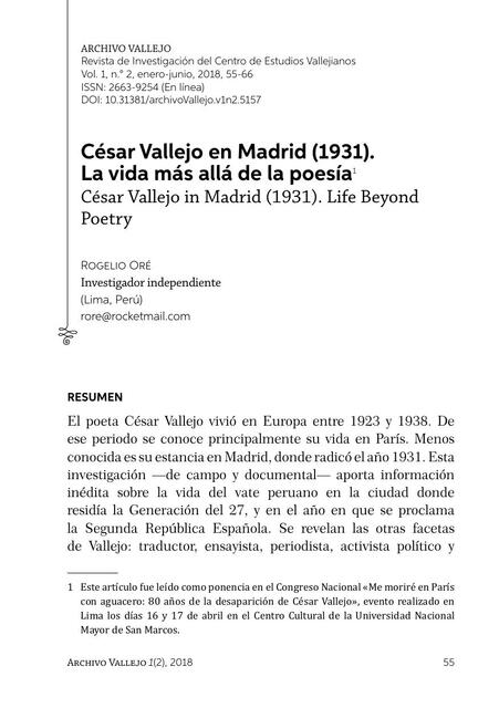 CÉSAR VALLEJO EN MADRID