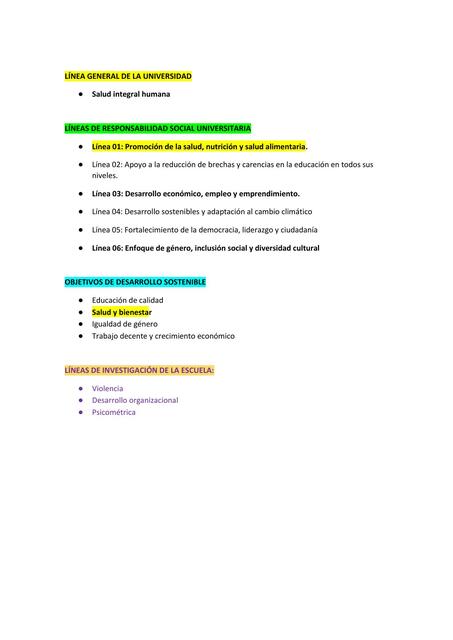 LINEAS DE INVESTIGACIÓN ESCUELA DE PSICOLOGÍA 1