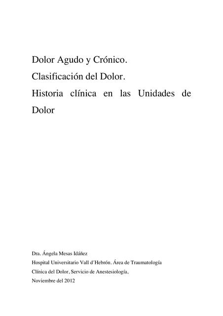 Dolor agudo y cronico