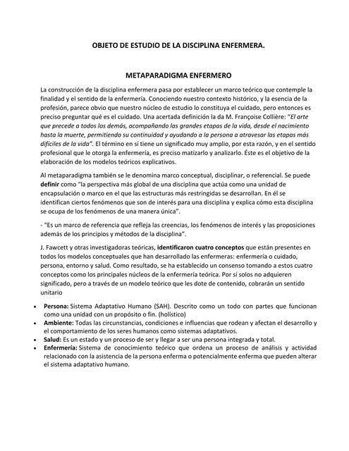 LECTURA RESUMEN METAPARADIGMAS ENF