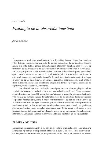 Lectura Fisiología de la absorción intestinal