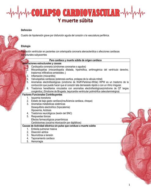 colpaso cardiovascular y muerte súbita