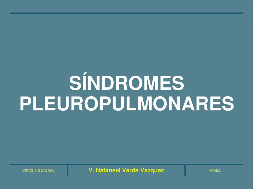 Sx Pleuropulmonares