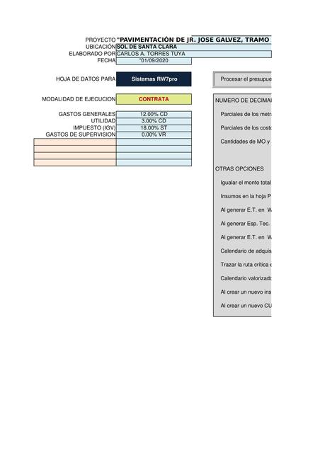 PRESUPUESTO SANTA CLARARW7 PRO