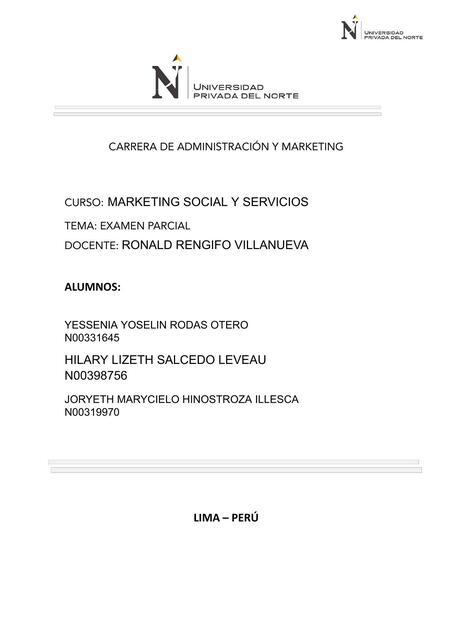 EXAMEN PARCIAL MARKETING SOCIAL Y SERVICIOS GRUPO