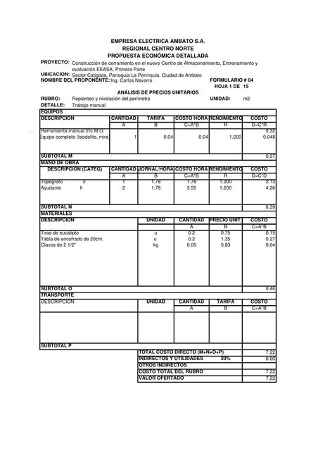 ANALISIS DE PRECIOS UNITARIOS ing navarro