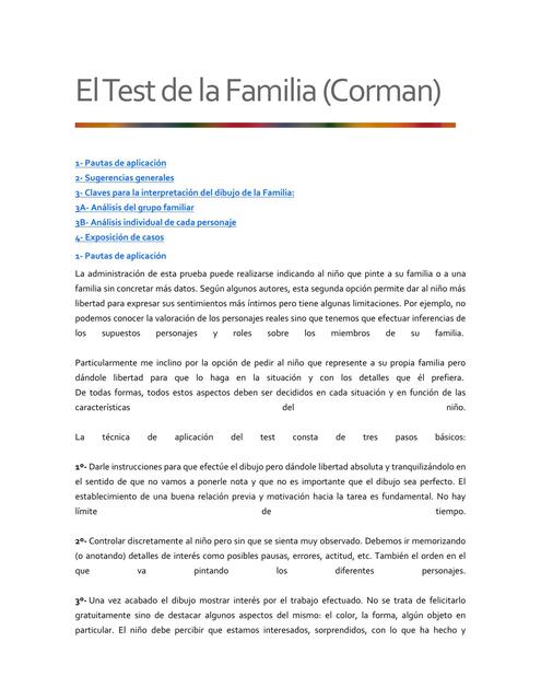 TEST DE LA FAMILIA DE CORMAN