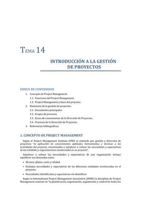 Tema 14 IntroducciAn a la gestion del proyecto