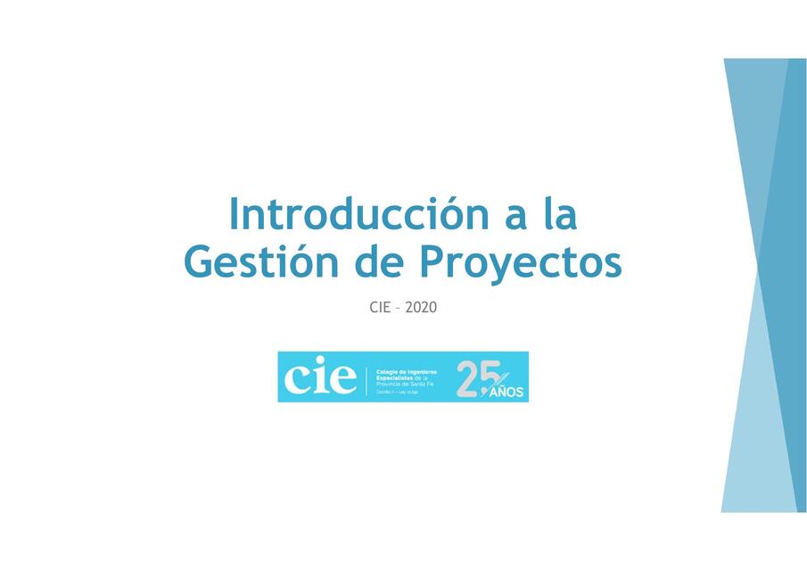 Introduccion a la Gestion de Proyectos CIE