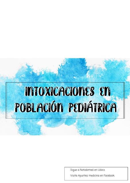 INTOXICACIONES EN POBLACION PEDIÁTRICA