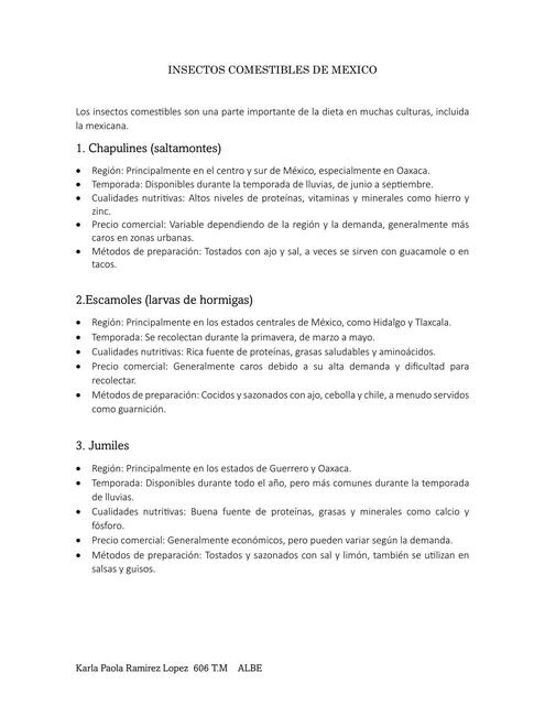 INSECTOS COMESTIBLES DE MEXICO | Vane | uDocz
