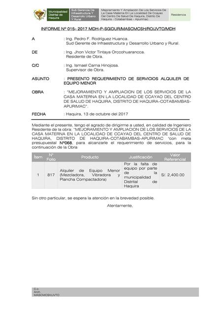 INF N015 Requerimiento de Servicios N06