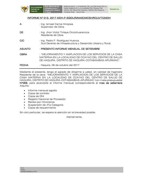 INF N013 Informe Mes Setiembre