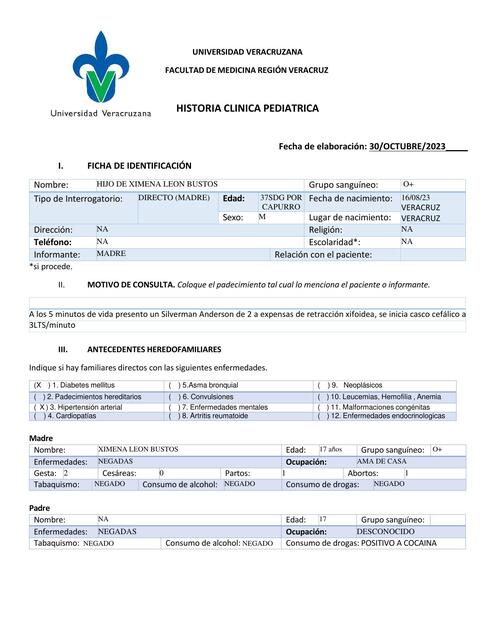 HISTORIA CLINICA TAQUIPNEA