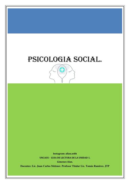 Unidad 1 Guías de lectura Psicologia Social