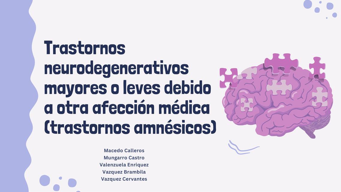 Trastornos neurodegenerativos mayores o leves debi