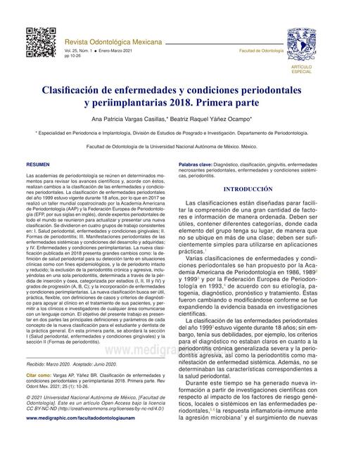 Claificacione de enfermedad periodontal