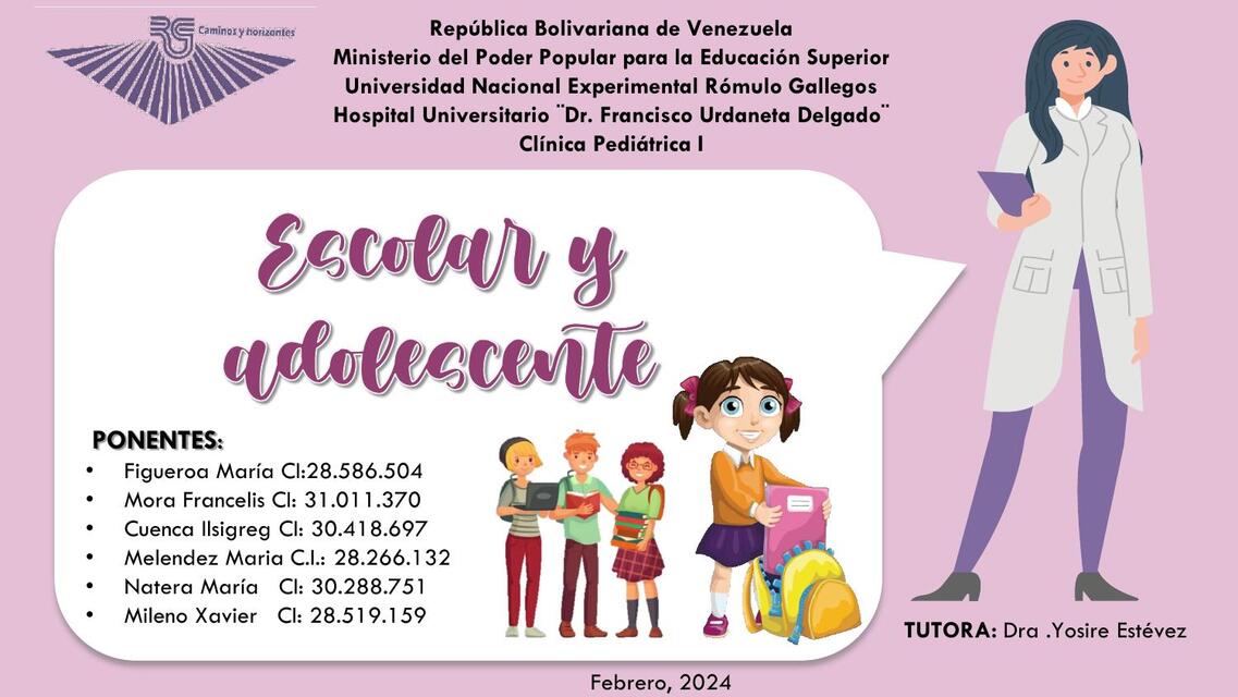 ESCOLAR Y ADOLESCENTE Pediatria II