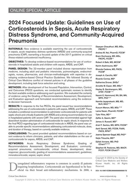 focused update guidelines on use of