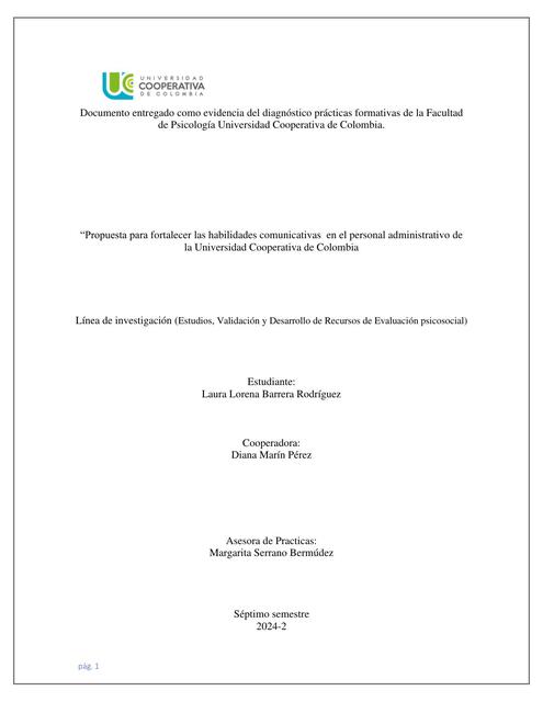 Propuesta para fortalecer las habilidades comunicativas  en el personal administrativo de  la Universidad Cooperativa de Colom