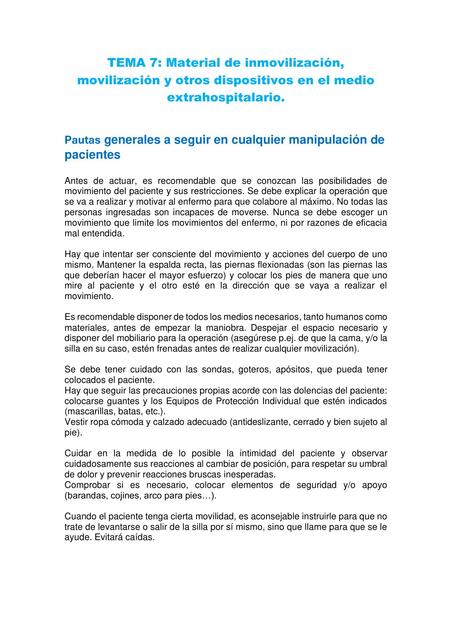 TEMA 7 Material de inmovilización movilización y