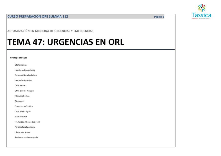 TEMA 47 ORL TASSICA