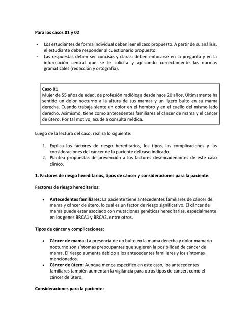 Para los casos 01 y 02