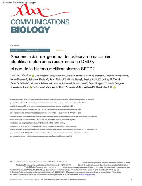 Canine osteosarcoma genome sequencing 1