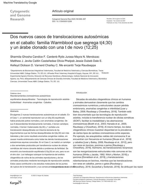 Two Novel Cases of Autosomal Translocations in the