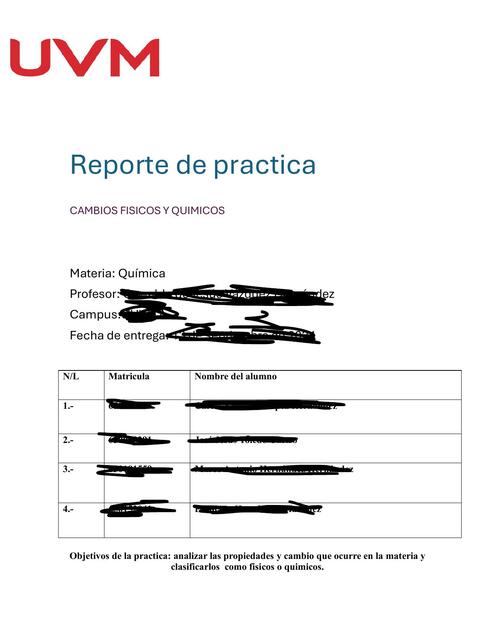 Reporte de practica 2 quimica 1