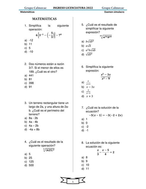 Examen Final Matemáticas GC