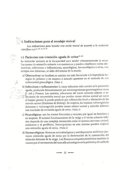 Indicaciones para el sondaje vesical