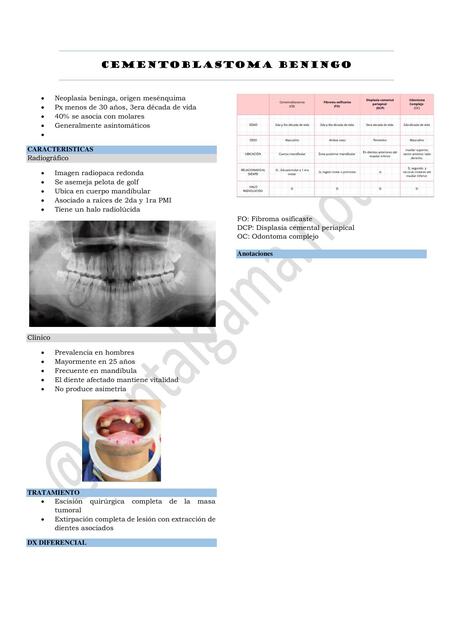 CEMENTOBLASTOMA BENIGNO