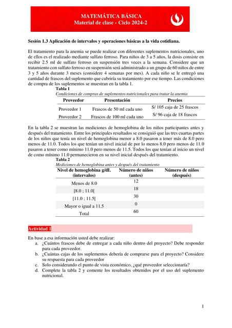 Ejercicio 1 3 Matemática básica