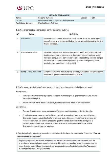 Ficha 1 Etica y ciudadanía