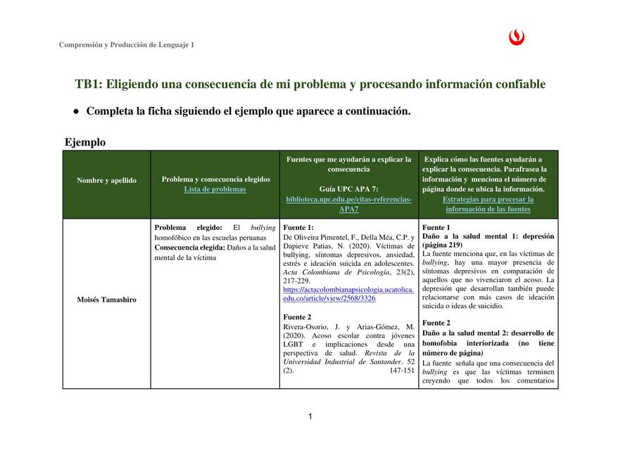 Ficha para consignar problema y fuentes Comprensió