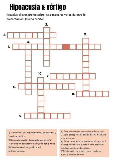 Crucigrama hipoacusia vértigo