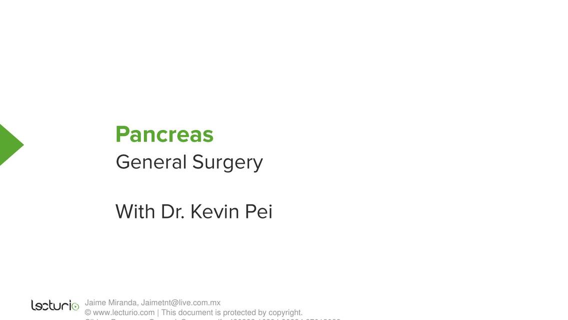 Pancreas General Surgery