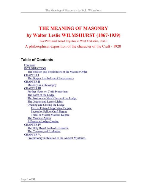 13 The Meaning of Masonry Inglés autor Wilmshurst