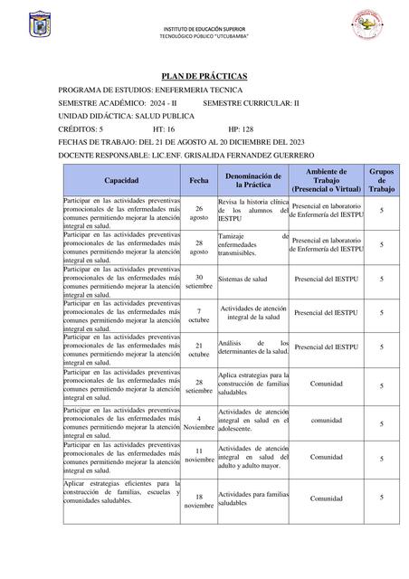 Plan de Ptcas SALUD PUBLICA