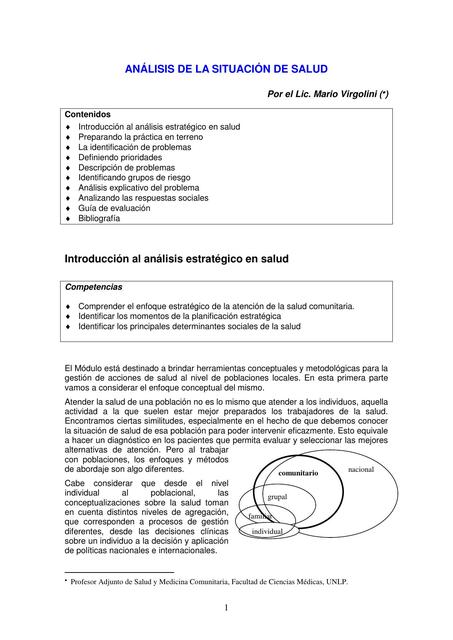 Analisis de la situacion de salud Virgolini